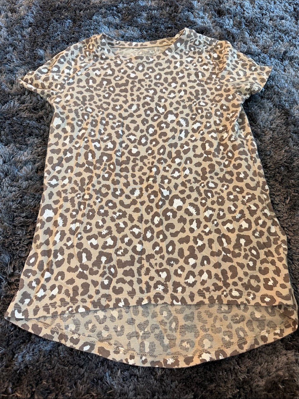Leopard Print Short Sleeve Women's Top - Tan/Brown